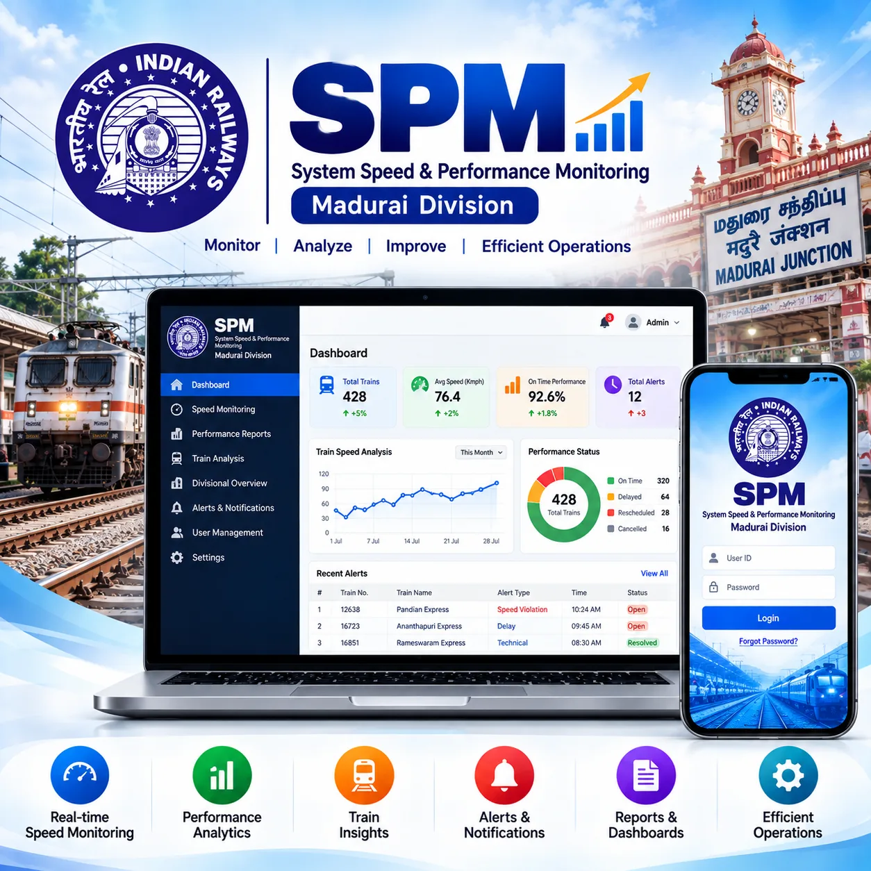 SPM System Speed & Performance Monitoring Madurai Division website project
