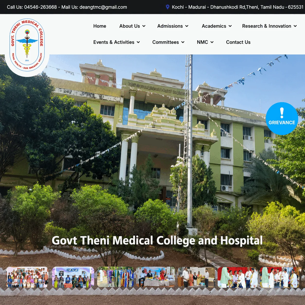 Govt Theni Medical College and Hospital website project